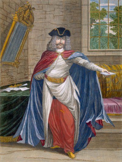 法国商人，来自Charles de Ferriol的“代表不同国家的一百张照片集”的第61页，由Gerard Scotin（1671-1716）雕刻，1707-08（彩色版画） 作者 让·巴蒂斯特·范穆尔